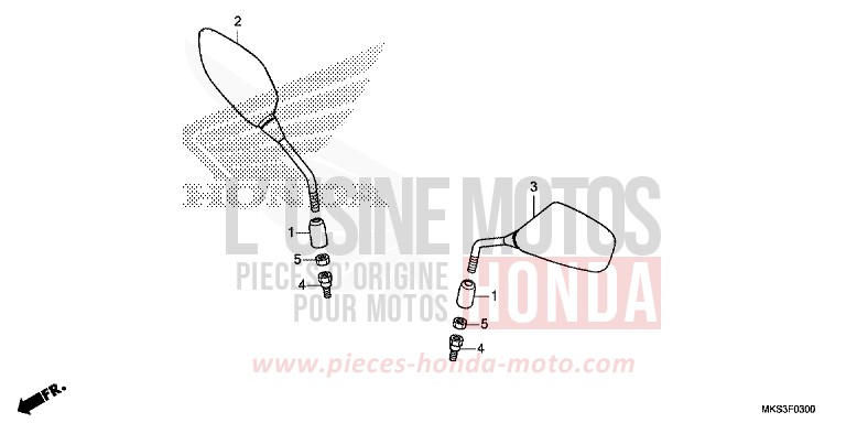 SPIEGEL von Africa Twin Mechanik PEARL GLARE WHITE (NHB53H) von 2020